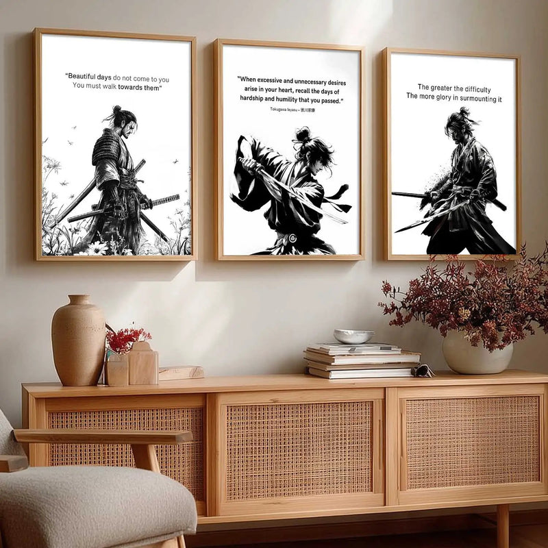 Japanese Samurai Motivational  Wall Art Paintings for Living Room Bedroom