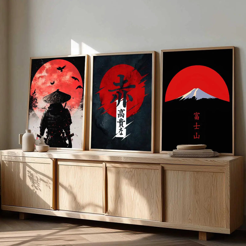 Japanese Samurai Motivational Wall Art Paintings for Living Room Bedroom