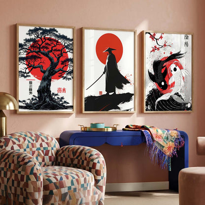 Japanese Samurai Wall Art Paintings for Living Room Bedroom