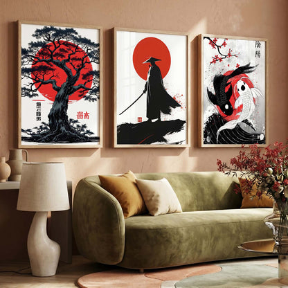 Japanese Samurai Wall Art Paintings for Living Room Bedroom