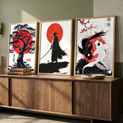 Japanese Samurai Wall Art Paintings for Living Room Bedroom