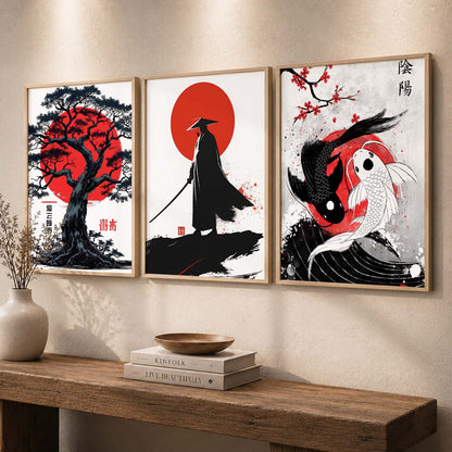 Japanese Samurai Wall Art Paintings for Living Room Bedroom