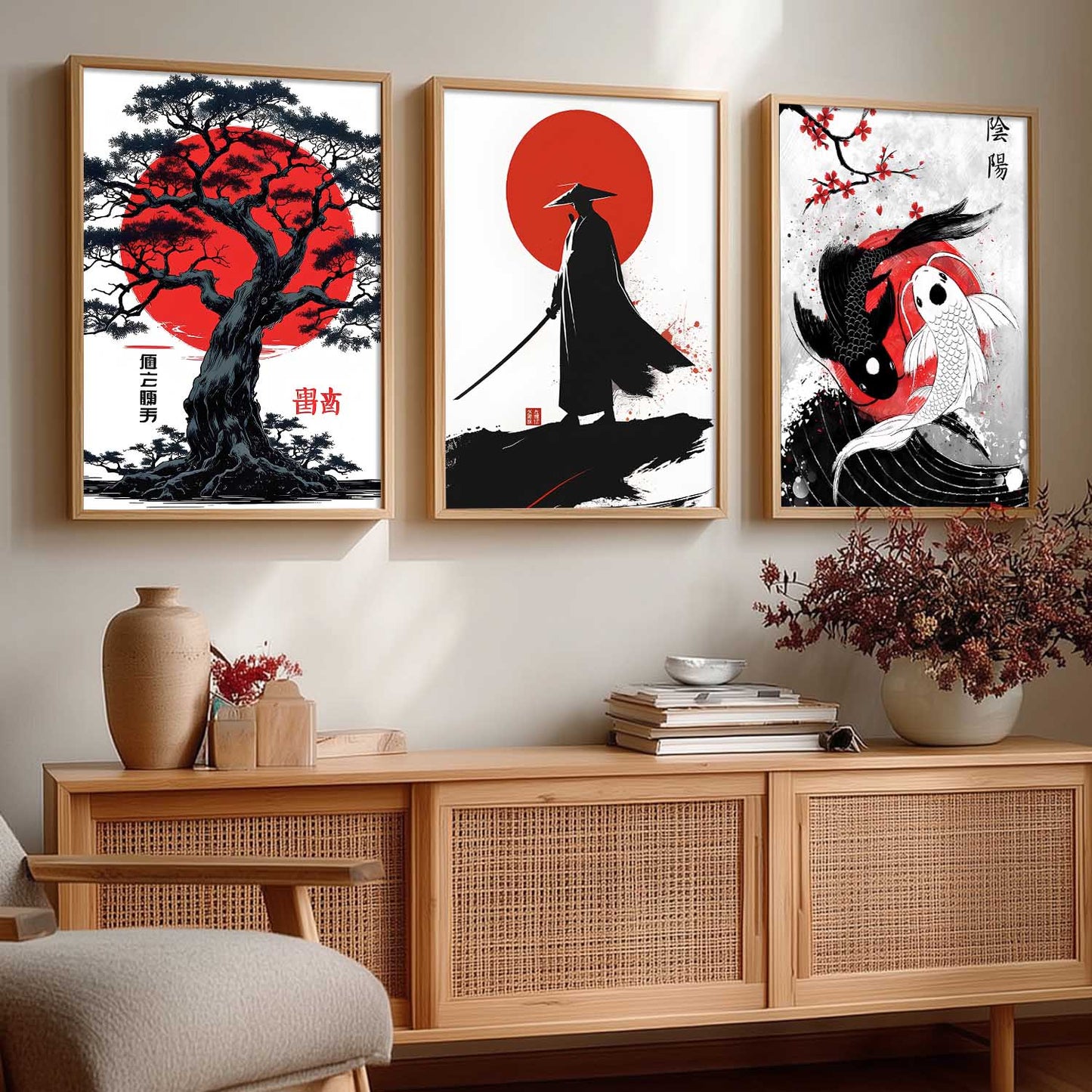 Japanese Samurai Wall Art Paintings for Living Room Bedroom