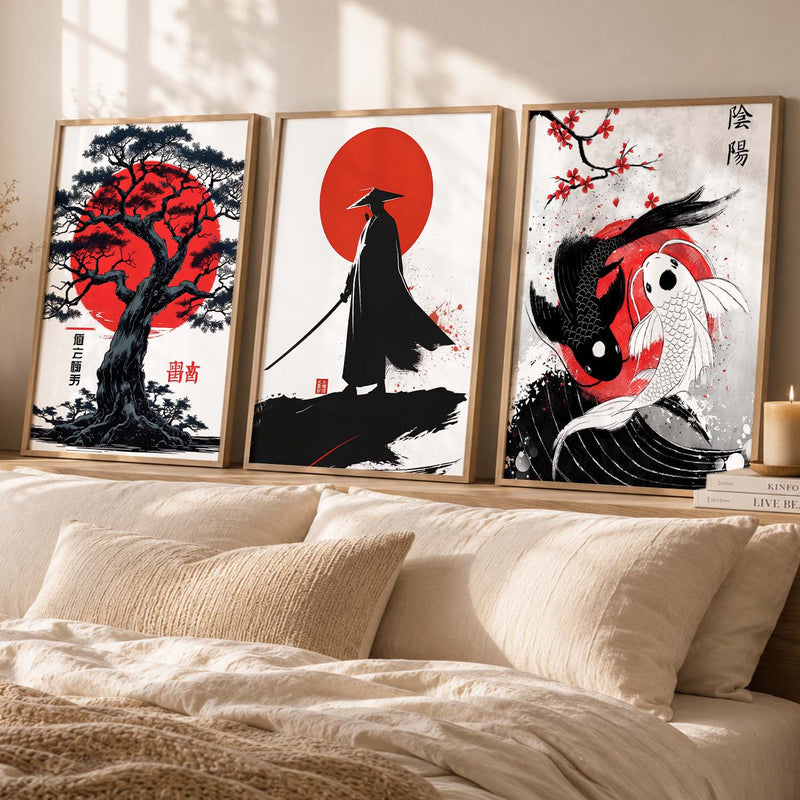 Japanese Samurai Wall Art Paintings for Living Room Bedroom