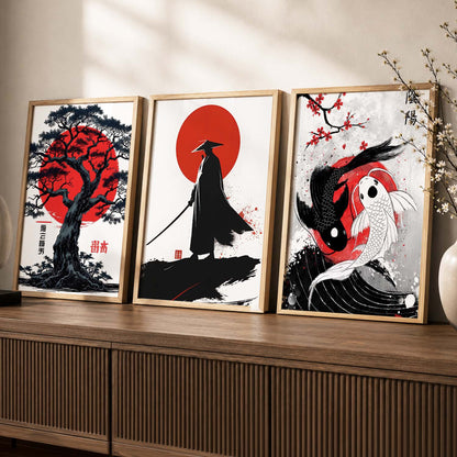 Japanese Samurai Wall Art Paintings for Living Room Bedroom