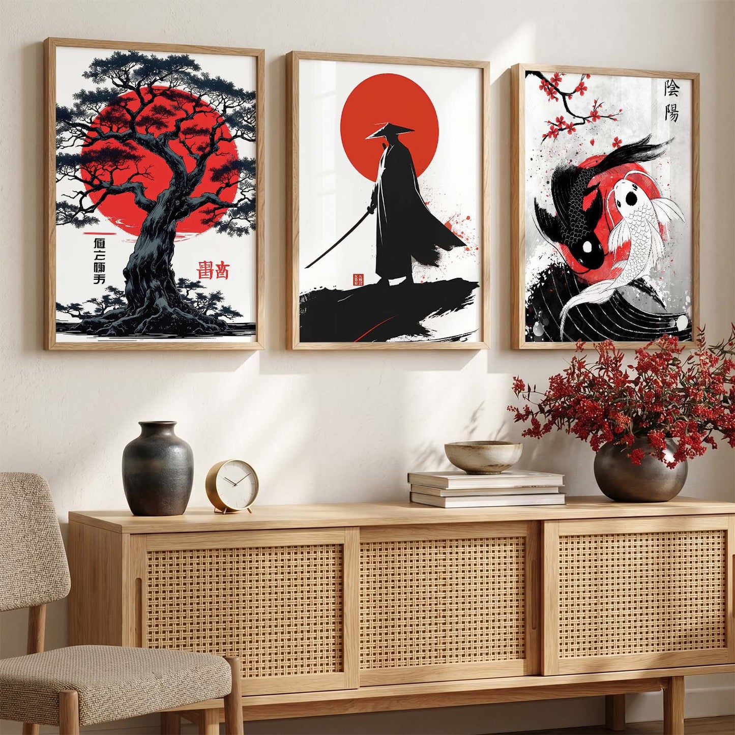 Japanese Samurai Wall Art Paintings for Living Room Bedroom