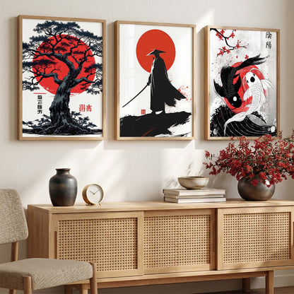 Japanese Samurai Wall Art Paintings for Living Room Bedroom
