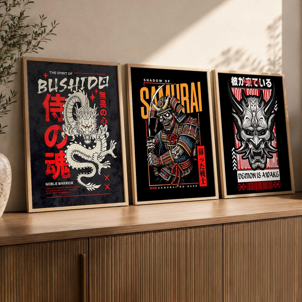 Japanese Devil Masks Wall Art Paintings for Living Room Bedroom