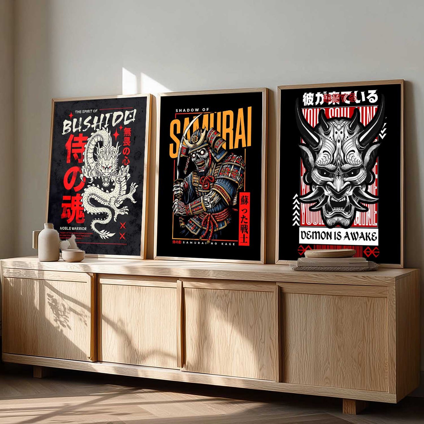 Japanese Devil Masks Wall Art Paintings for Living Room Bedroom
