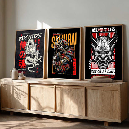Japanese Devil Masks Wall Art Paintings for Living Room Bedroom