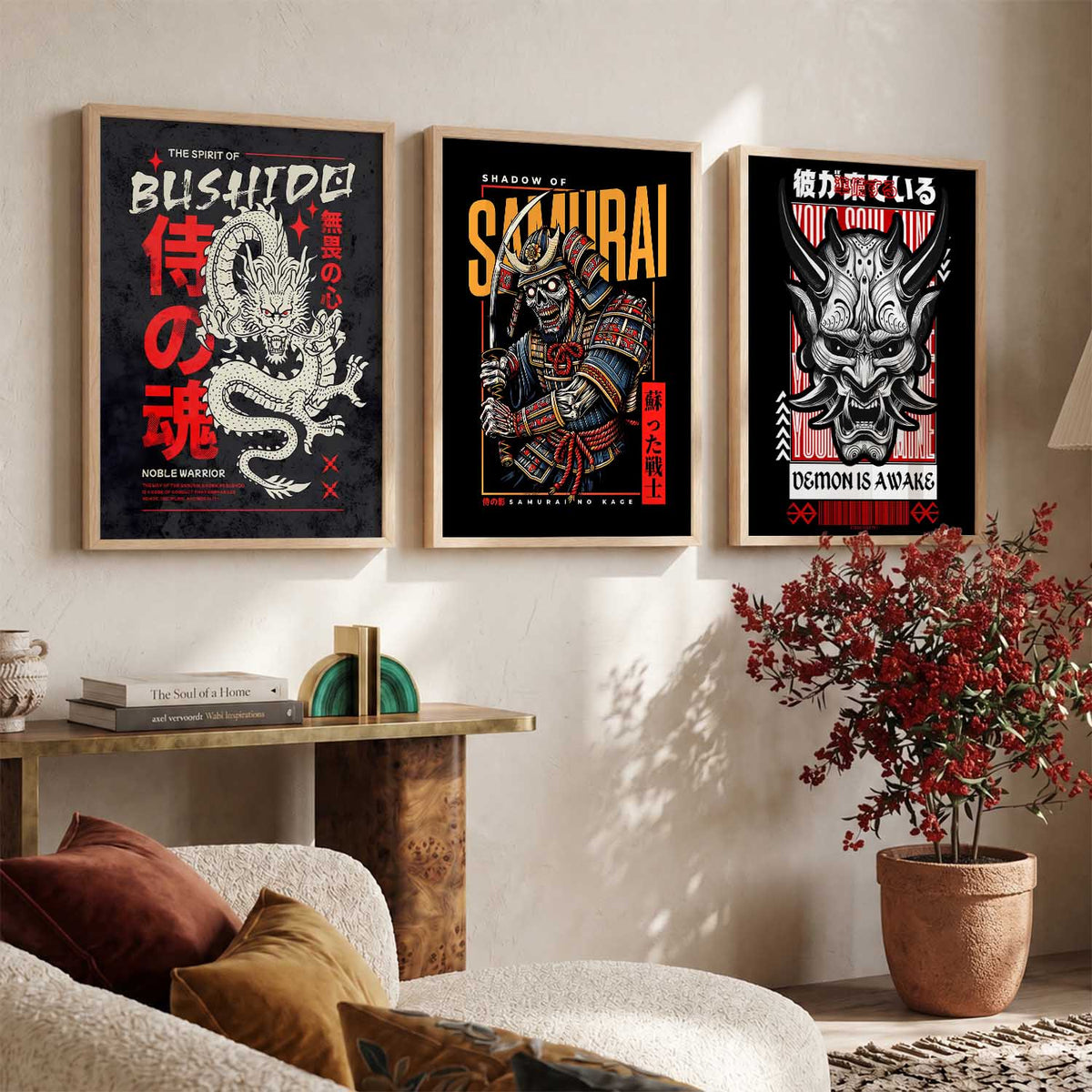 Japanese Devil Masks Wall Art Paintings for Living Room Bedroom