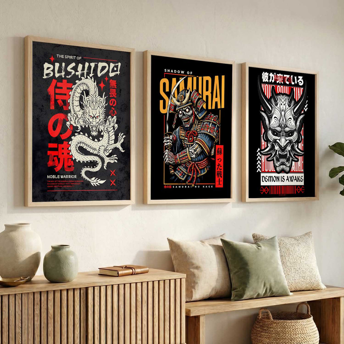 Japanese Devil Masks Wall Art Paintings for Living Room Bedroom