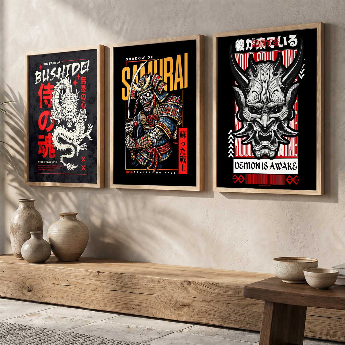 Japanese Devil Masks Wall Art Paintings for Living Room Bedroom