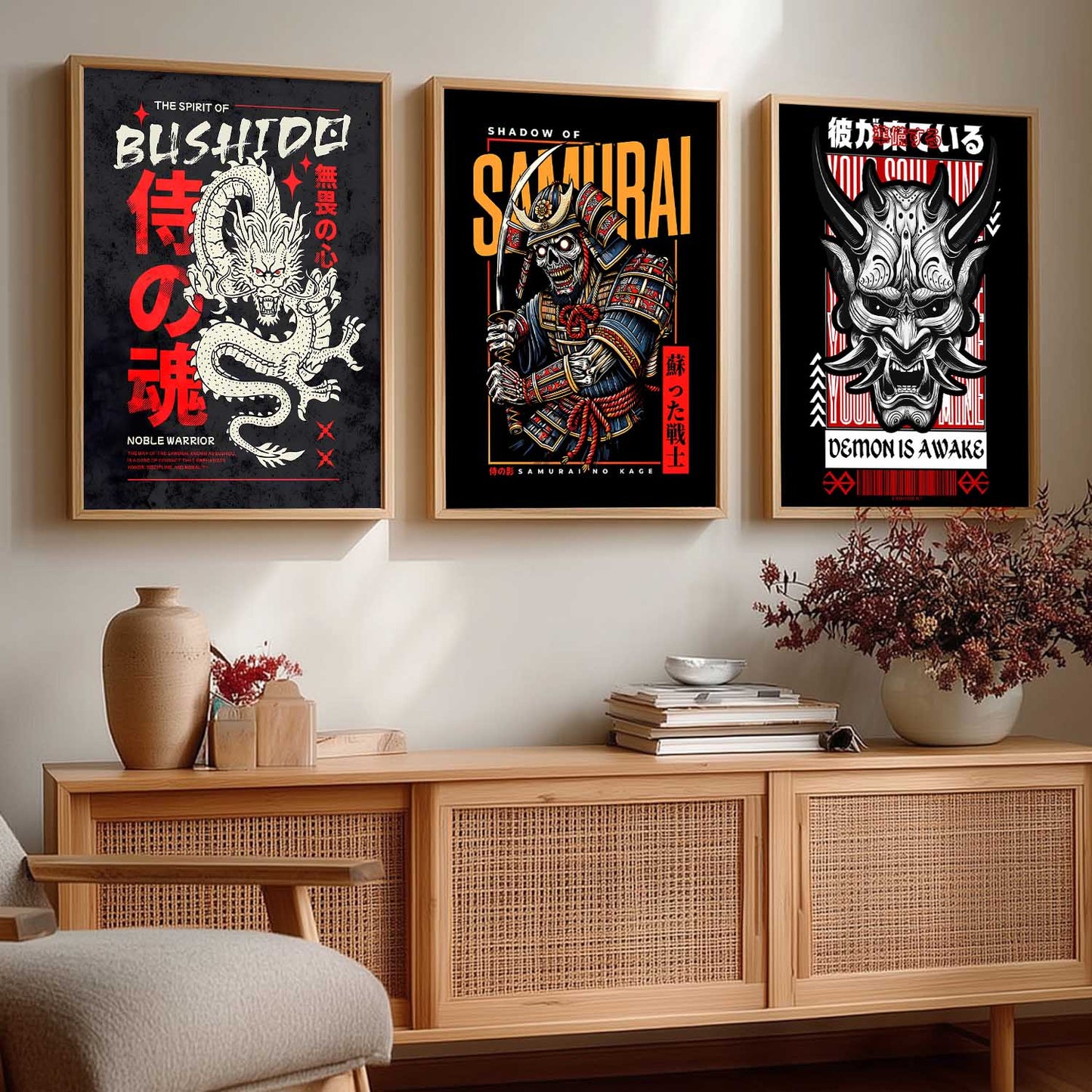 Japanese Devil Masks Wall Art Paintings for Living Room Bedroom