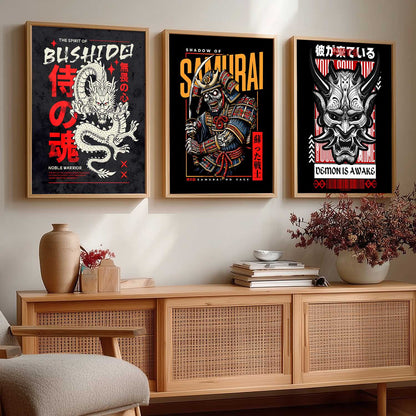 Japanese Devil Masks Wall Art Paintings for Living Room Bedroom