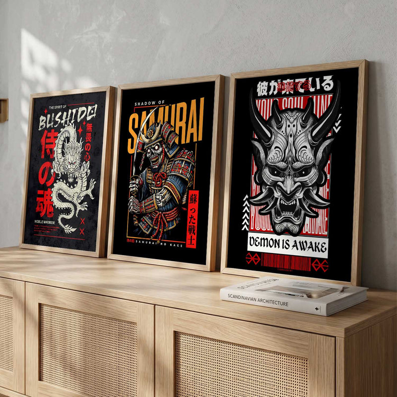 Japanese Devil Masks Wall Art Paintings for Living Room Bedroom