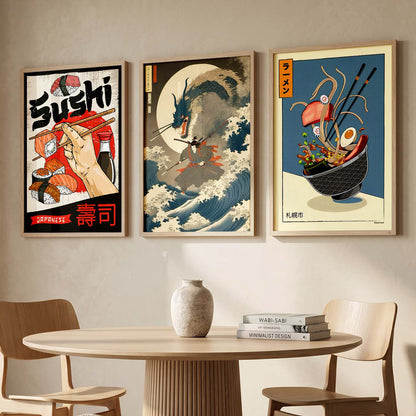 Aesthetic Japanese Wall Art Paintings for Living Room Bedroom
