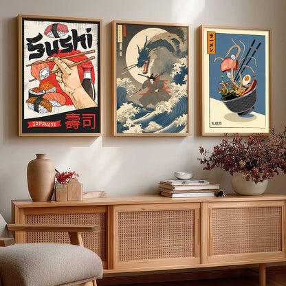 Aesthetic Japanese Wall Art Paintings for Living Room Bedroom