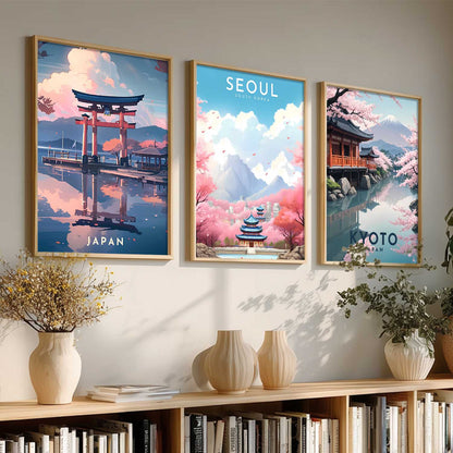 Japanese City View Wall Art Paintings for Living Room Bedroom
