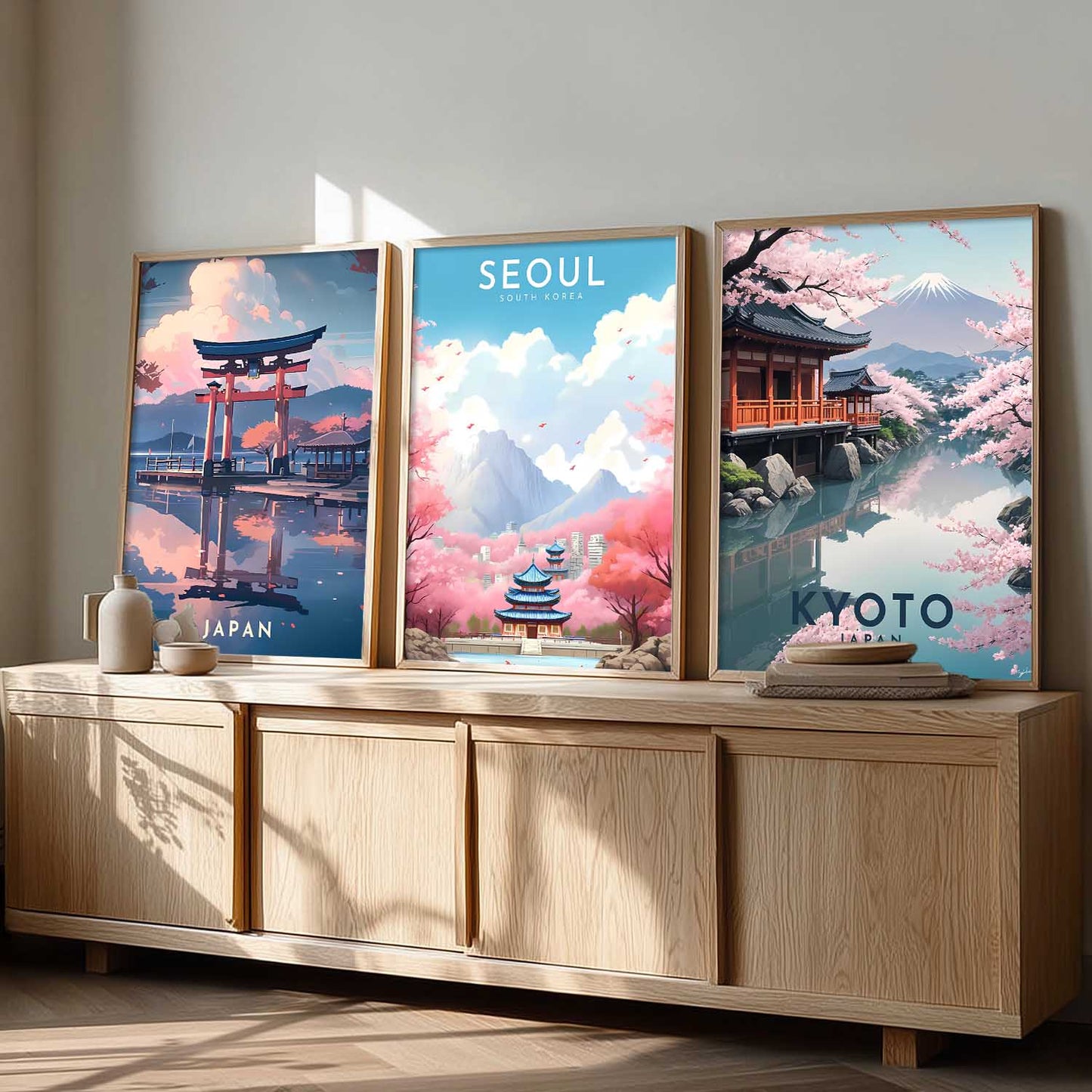 Japanese City View Wall Art Paintings for Living Room Bedroom