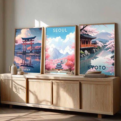 Japanese City View Wall Art Paintings for Living Room Bedroom