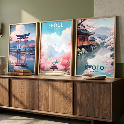 Japanese City View Wall Art Paintings for Living Room Bedroom