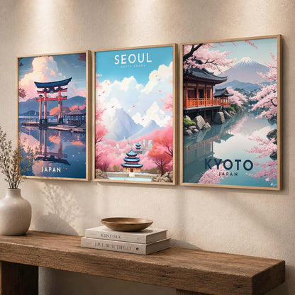 Japanese City View Wall Art Paintings for Living Room Bedroom