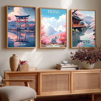 Japanese City View Wall Art Paintings for Living Room Bedroom