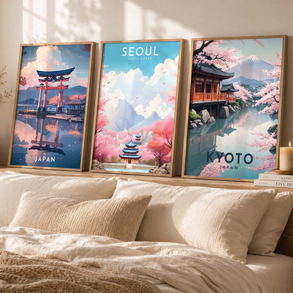 Japanese City View Wall Art Paintings for Living Room Bedroom