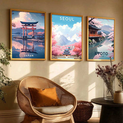 Japanese City View Wall Art Paintings for Living Room Bedroom