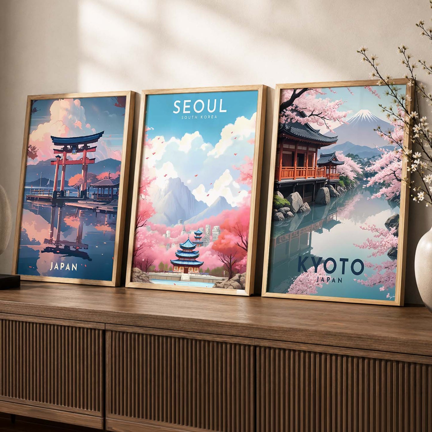 Japanese City View Wall Art Paintings for Living Room Bedroom