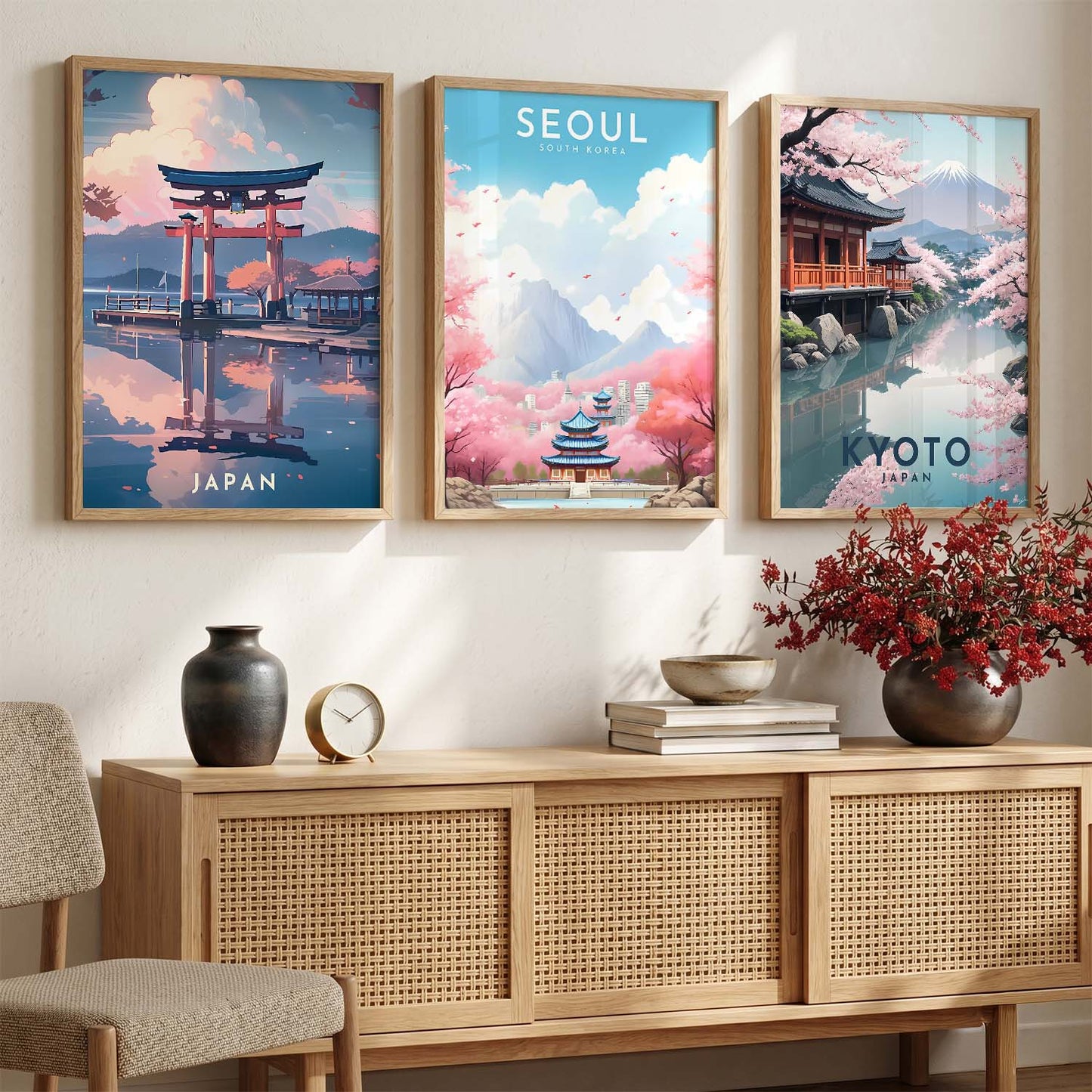 Japanese City View Wall Art Paintings for Living Room Bedroom