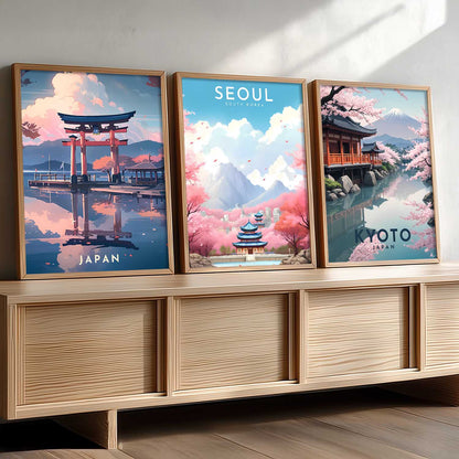 Japanese City View Wall Art Paintings for Living Room Bedroom