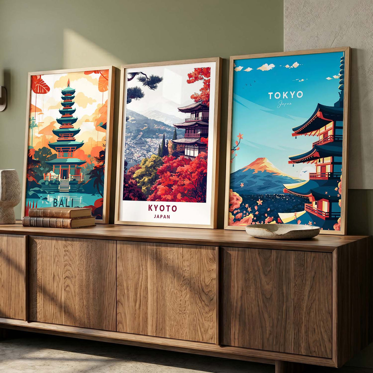 Japanese City View Wall Art Paintings for Living Room Bedroom