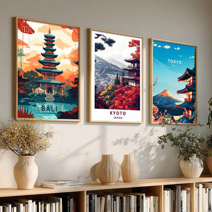 Japanese City View Wall Art Paintings for Living Room Bedroom