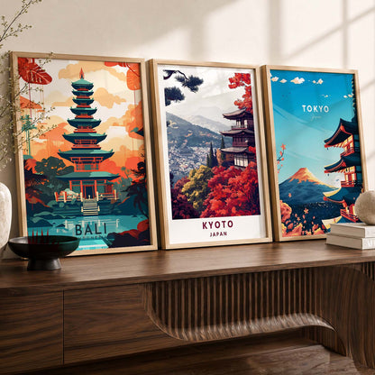 Japanese City View Wall Art Paintings for Living Room Bedroom