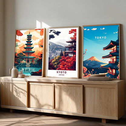 Japanese City View Wall Art Paintings for Living Room Bedroom