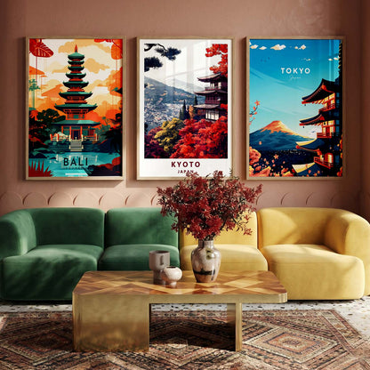 Japanese City View Wall Art Paintings for Living Room Bedroom