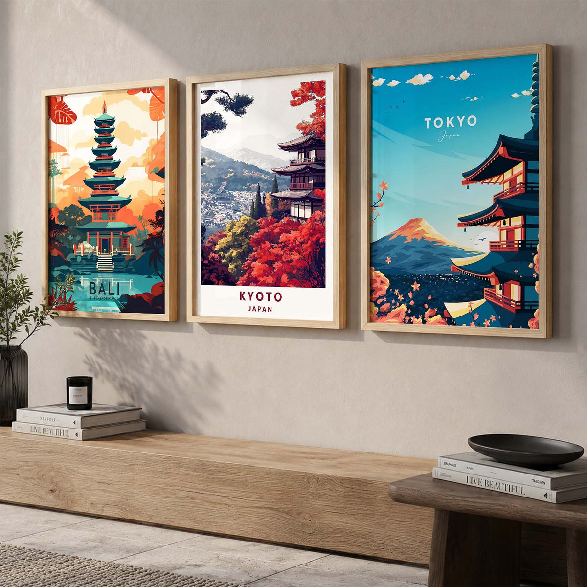 Japanese City View Wall Art Paintings for Living Room Bedroom