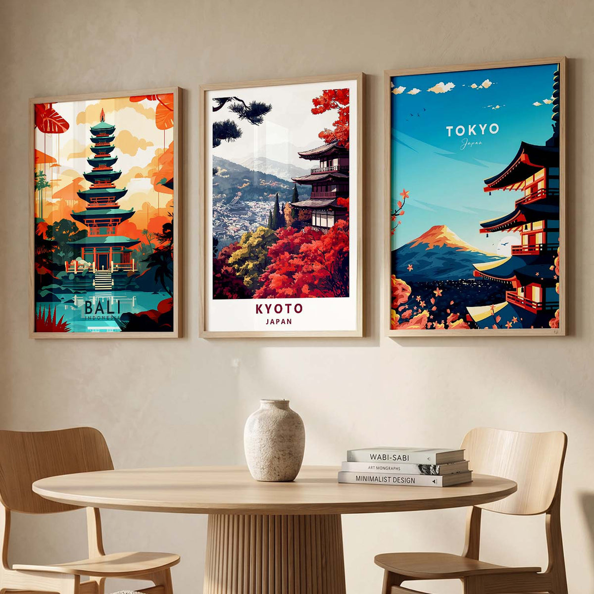 Japanese City View Wall Art Paintings for Living Room Bedroom