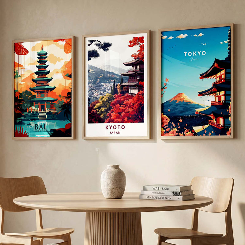 Japanese City View Wall Art Paintings for Living Room Bedroom
