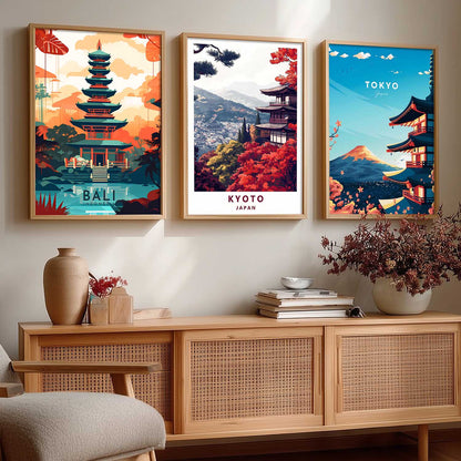 Japanese City View Wall Art Paintings for Living Room Bedroom