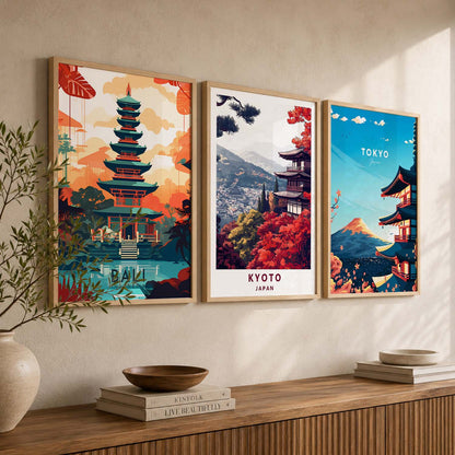 Japanese City View Wall Art Paintings for Living Room Bedroom