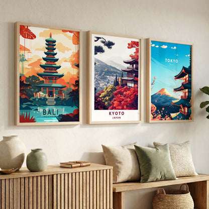 Japanese City View Wall Art Paintings for Living Room Bedroom