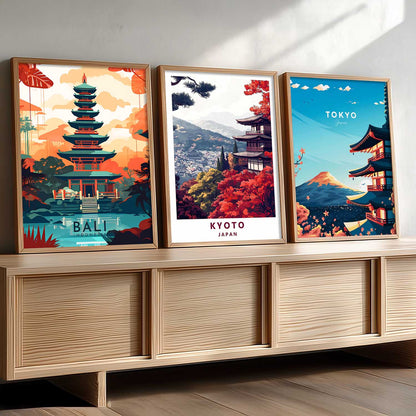 Japanese City View Wall Art Paintings for Living Room Bedroom