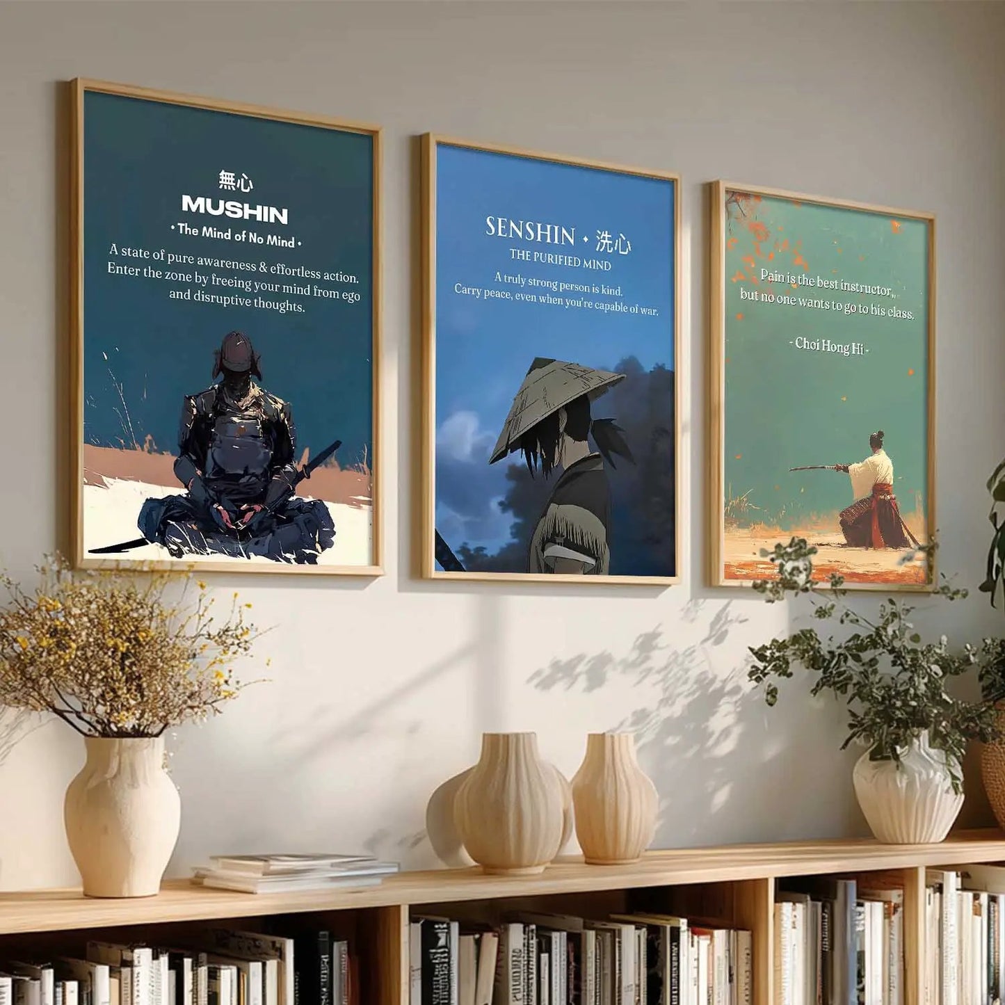 Japanese Samurai Motivational Wall Art Paintings for Living Room Bedroom