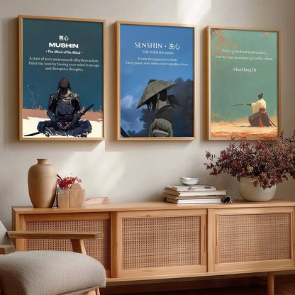 Japanese Samurai Motivational Wall Art Paintings for Living Room Bedroom