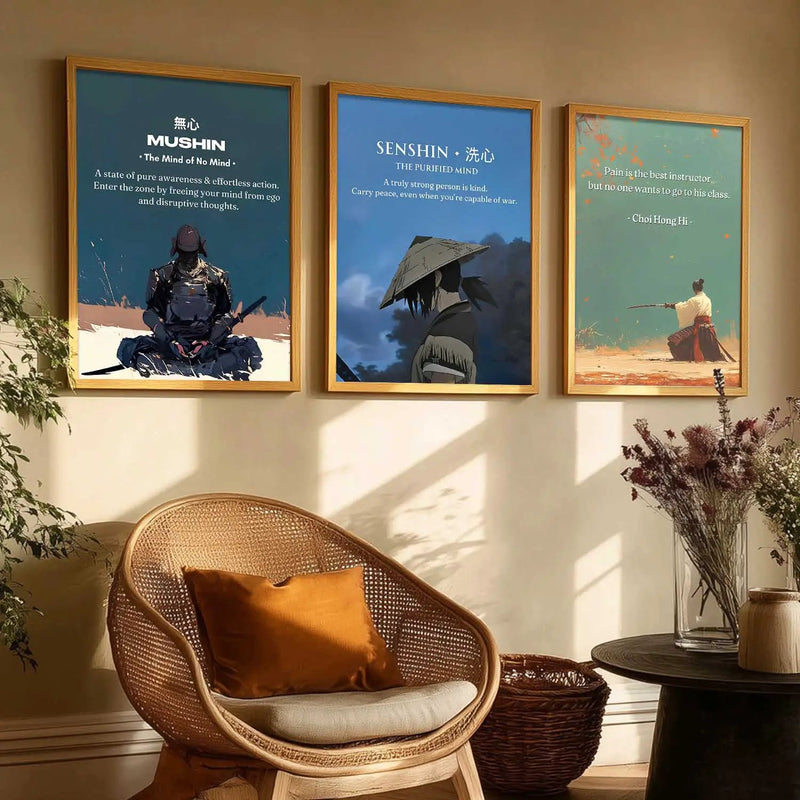 Japanese Samurai Motivational Wall Art Paintings for Living Room Bedroom
