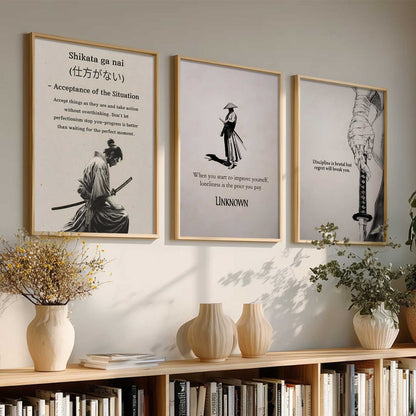 Japanese Samurai Motivational Wall Art Paintings for Living Room Bedroom