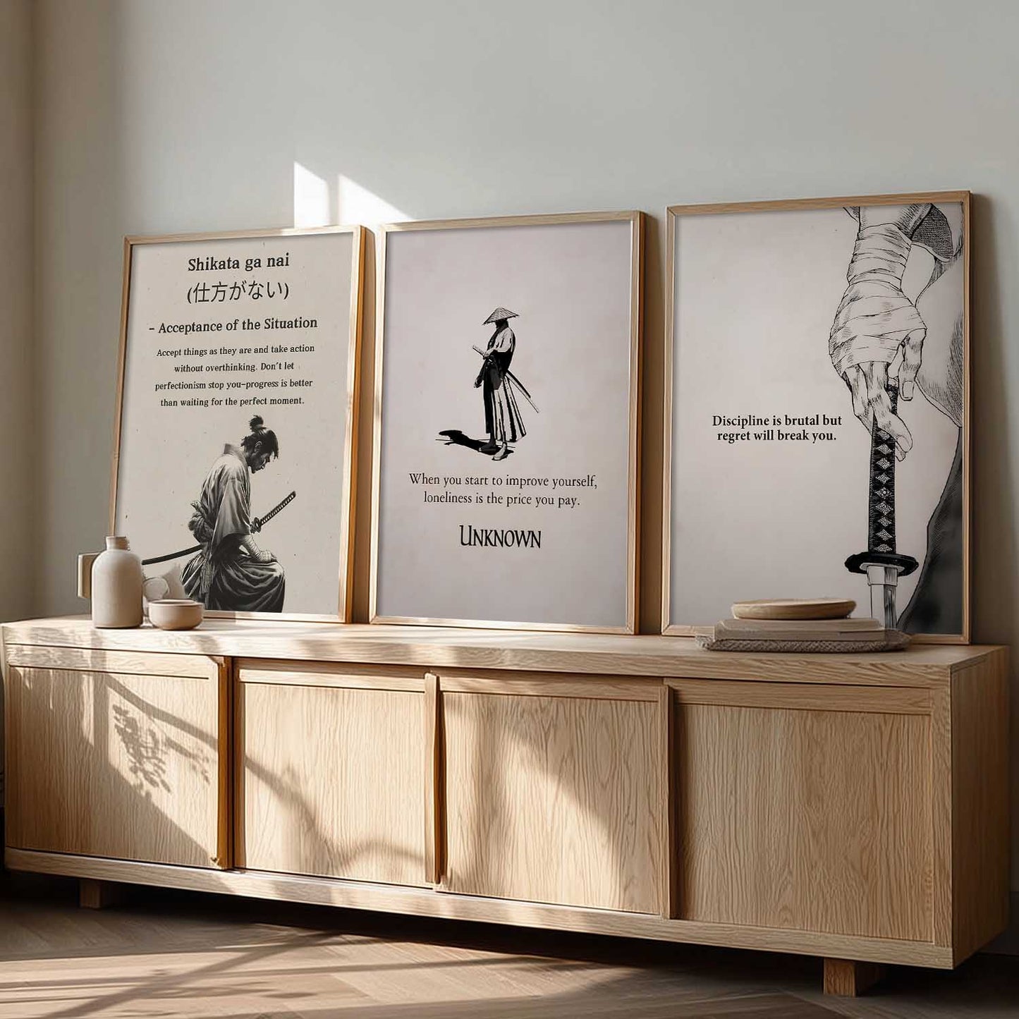 Japanese Samurai Motivational Wall Art Paintings for Living Room Bedroom